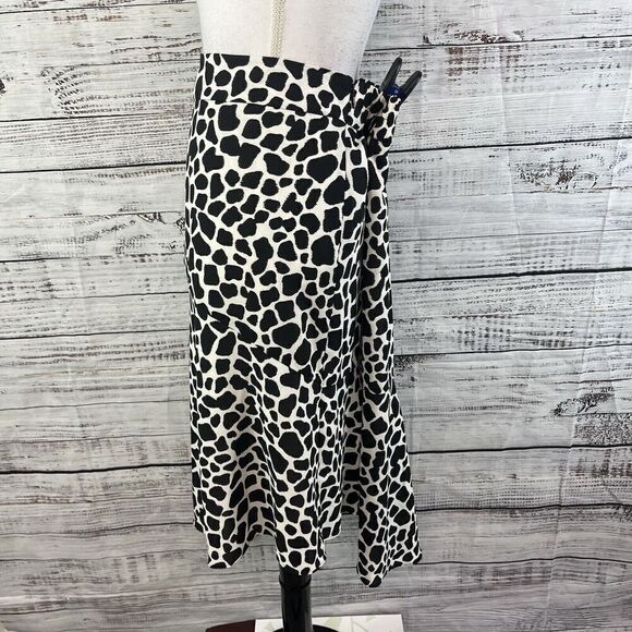 INC International Concepts Skirt sz 12 Black Ivory Giraffe High Low A Line Midi - Picture 7 of 12